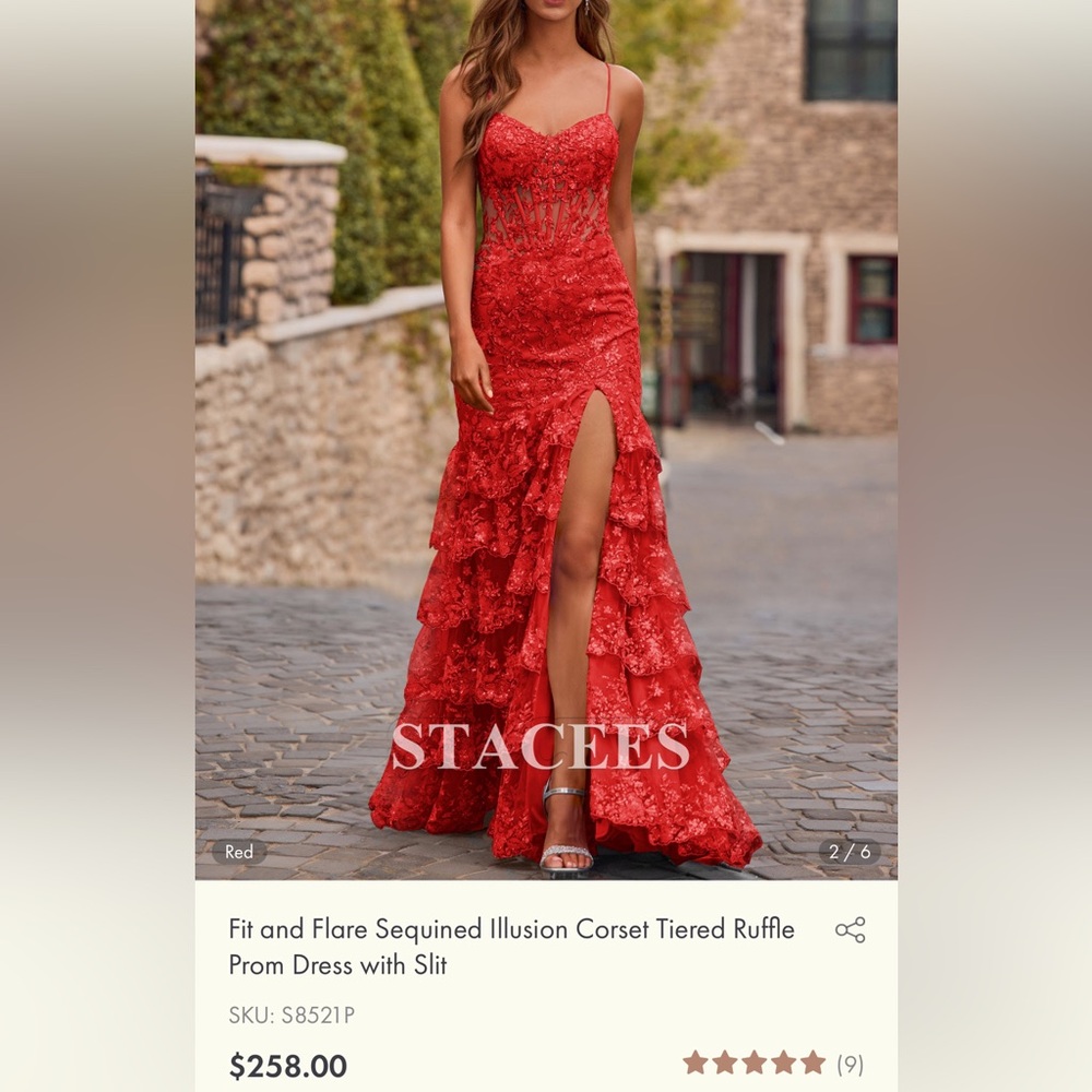 Elegant Red Sequin Prom Dress